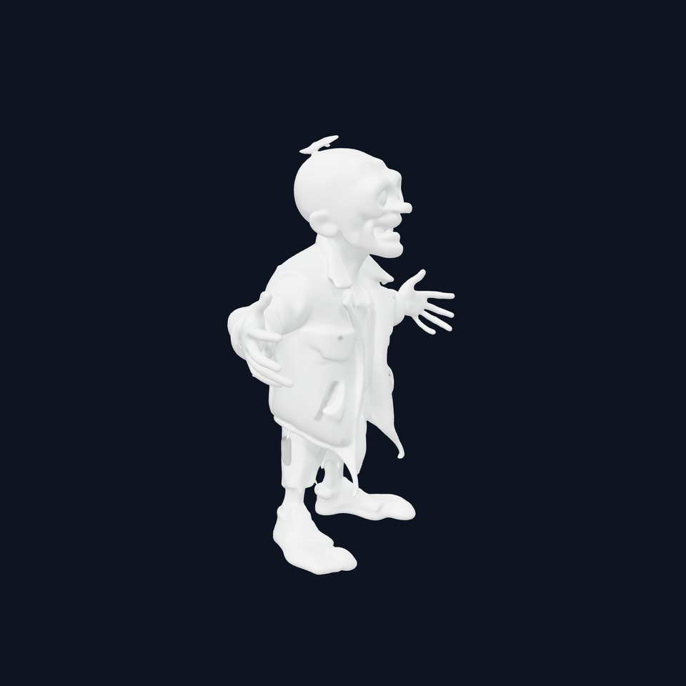 Grinning Zombie in Tattered Jacket Versatile D Character Model